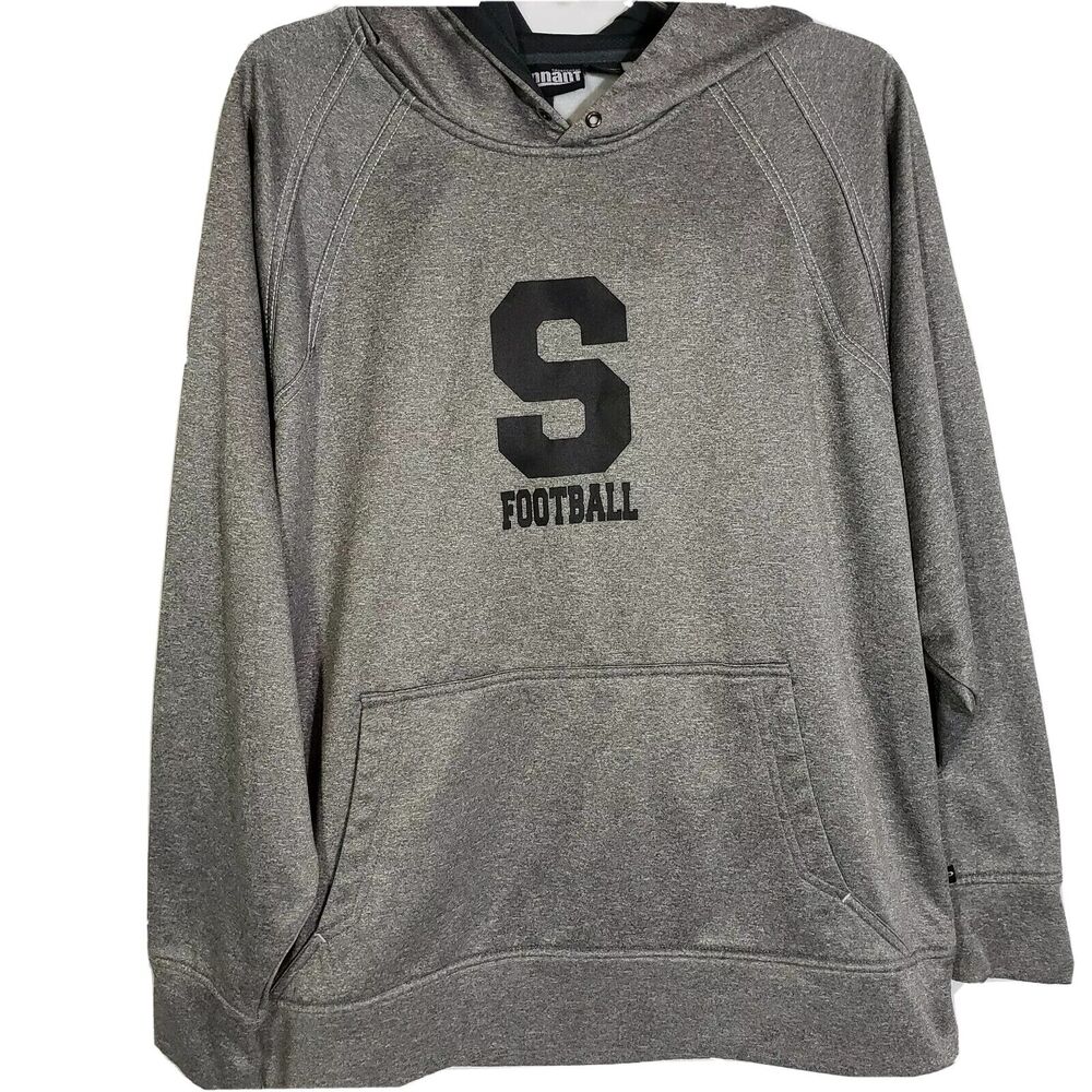 Pennant Sportswear Size Medium Sweatshirt Hooded Kagaroo Pocket Gray Football